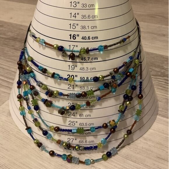 Chicos Green and Blue Beaded Sea Beads Multi Stranded Necklace - Picture 4 of 4